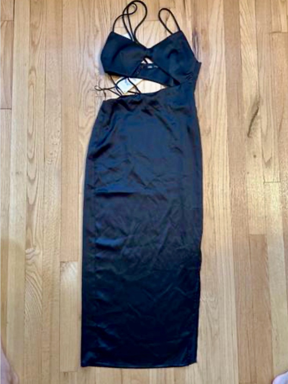 BNWT ZARA Cut Out MIDI  Dress Black Extra Small